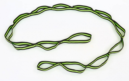 Лента для растяжки Record Stretch Strap F040 (12 петель, нейлон, р-р 2,5х230см, черный-салатовый)